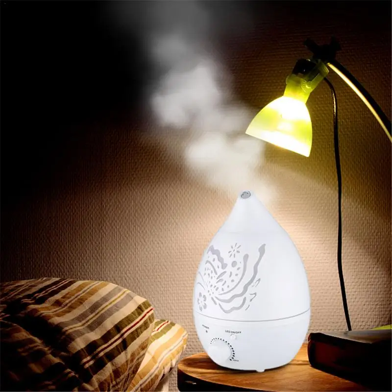 

Household 1.3L Aroma Diffuser Home Butterfly Engraving Colorful Night Light Drop Shaped Humidifier