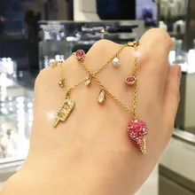 1:1 в виде мороженого Swa в виде конуса мороженого, очаровательные Модные женские серебряные браслеты, подарки для женщин, ювелирные изделия в стиле бохо, новинка