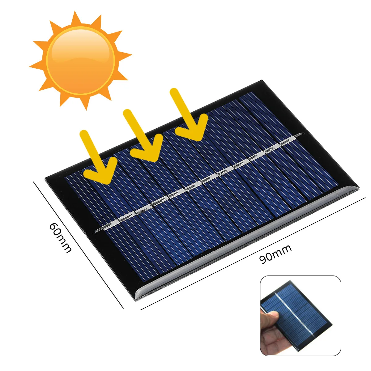 

CLAITE DIY Solar Power 0.6W 6V Mini Photovoltaic Polycrystalline Silicon Epoxy Board Solar Panel DIY Part Mini 90*60*3mm