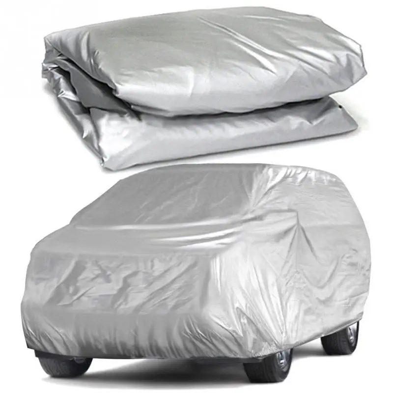 

Universal Full Car Covers Snow Ice Dust Sun UV Shade Cover Light Silver Size S-XL Auto Car Outdoor Protector Cover