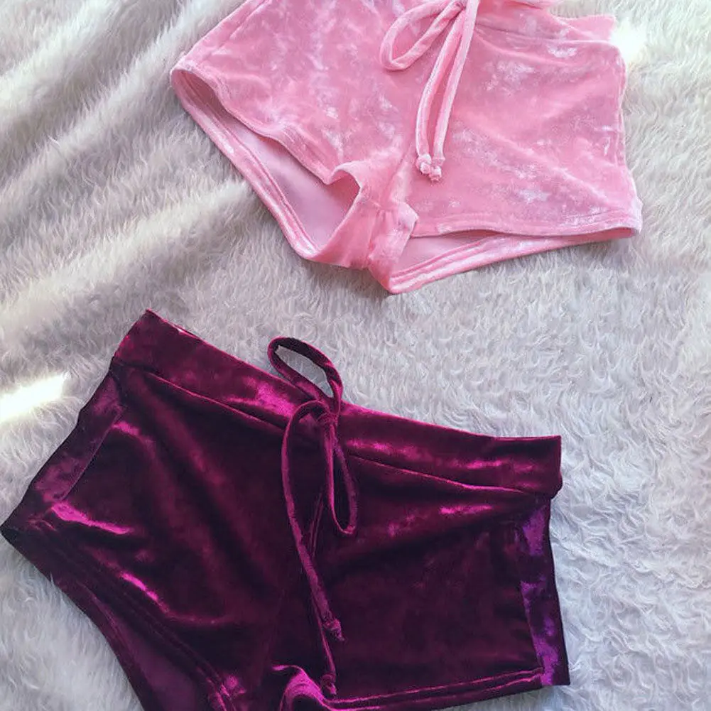 Женские розовые бархатные шорты, модные сексуальные облегающие фланелевые Короткие штаны для тренировок, Женские панталоны, мягкая Спортивная одежда для фитнеса