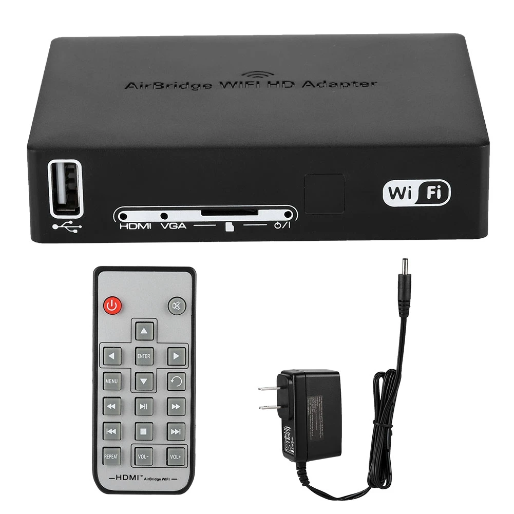 

Wireless HD Multimedia Adapter WIFI to HDMI/VGA HDTV Converter for PC/Projector US Plug 110-240V Multimedia Audio Video Adapter