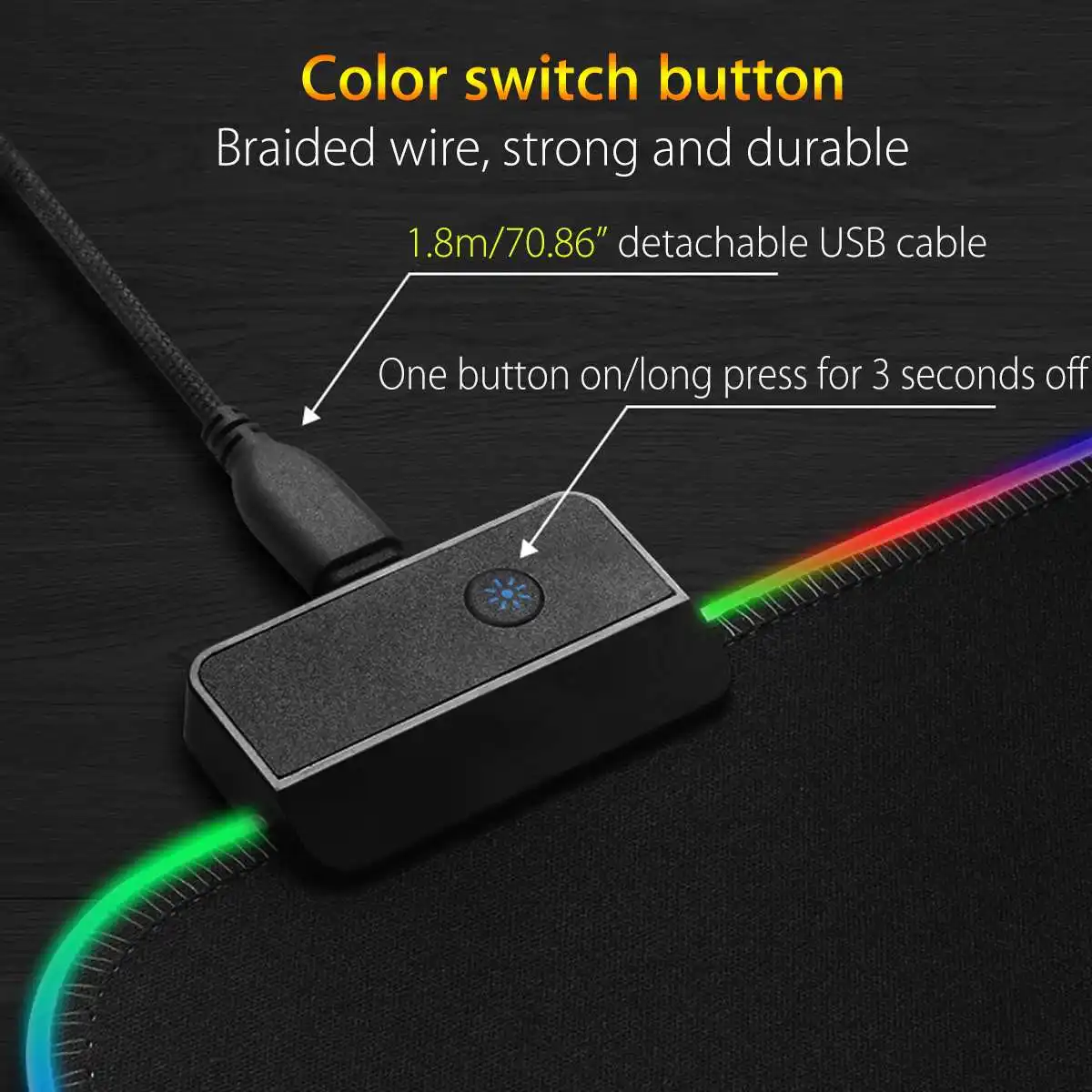 Большой игровой коврик для мыши RGB USB светодиодный светящийся геймерский коврик для мыши Коврик для мыши 14 режимов освещения для ПК компьютера ноутбука