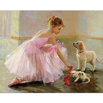 

Bead Crafts Embroidery Diamond Dancers Dog Round Diamond Painting Full Square Drill Mosaic Picture of Rhinestones Cross Stitch