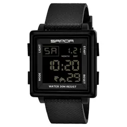 SANDA водонепроницаемые люминесцентные цифровые модные часы мужские спортивные уличные военные мужские часы