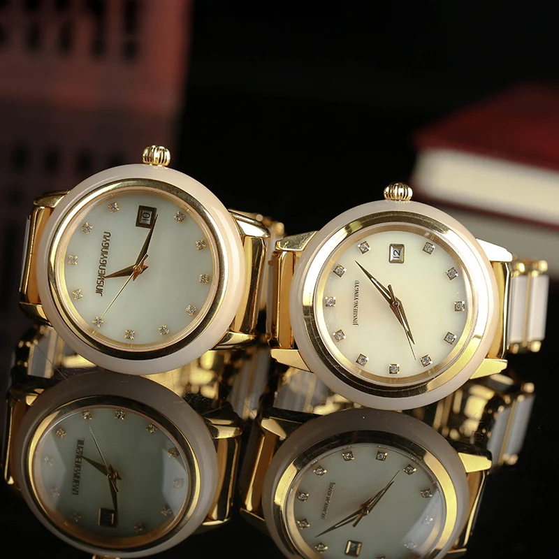 

China Xinjiang Hetian jade white jade men and women models mechanical watches couple watches