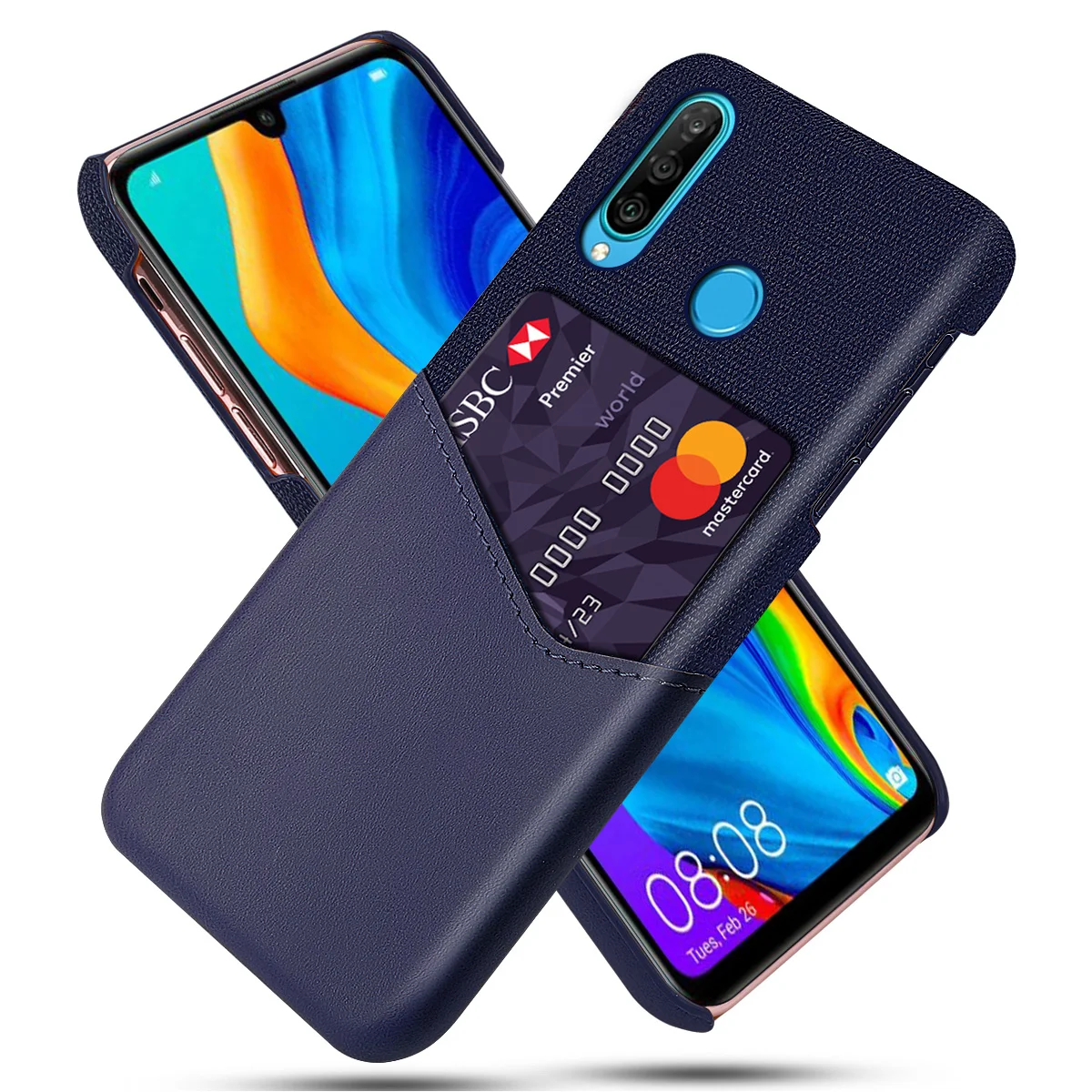Для Huawei P30 Pro Lite чехол из кожи и ткани Комбинированный противоударный для P Smart Plus