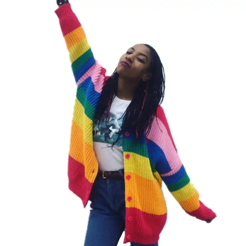 rainbow cardigan ladies