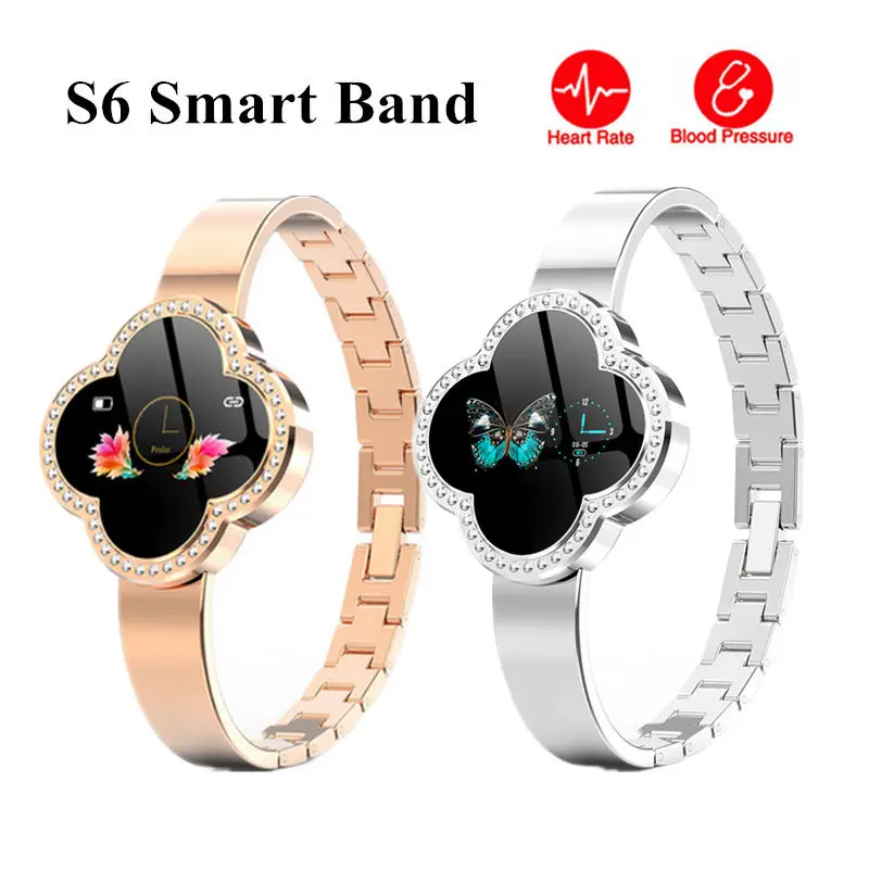 S6 Women Smart Wristband Waterproof Ip67 Smart Fitness Bracelet Heart Rate Blood Pressure Fitness Tracker Call Message Reminde