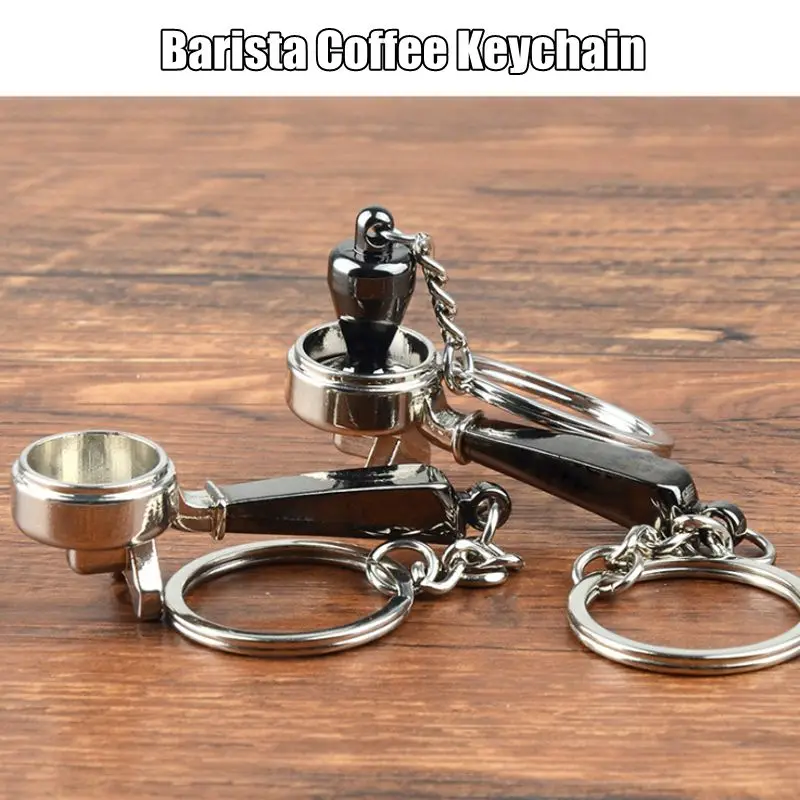 

Coffee Tamper Handle Keychain Portable Zinc Alloy Keyring Coffeeware Tools Espresso Coffee Accessories Barista Gifts