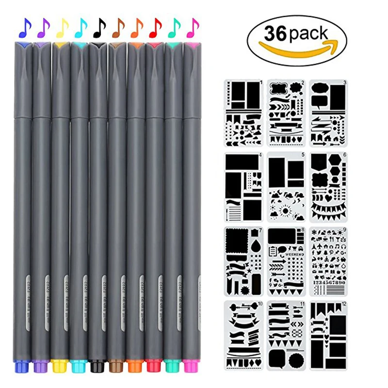 

24pcs Colored Fine Liner Sketch Drawing Pen Set Plastic Bullet Diary Scrapbook 12Pcs DIY Drawing Template Fineliner Pens