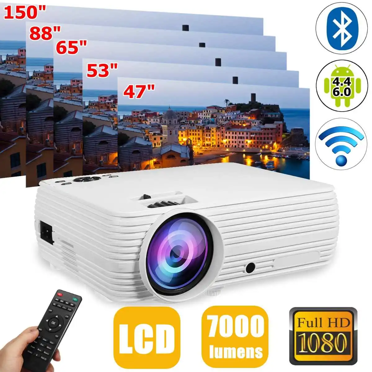 HOT X5 LCD Projector Home Cinema Theater Movie wifi Bluetooth LED Proyector HD Projectors AV Support 1080P 7000 Lumens HOT X5 LCD Projector Home Cinema Theater Movie wifi Bluetooth LED Proyector HD Projectors AV Support 1080P 7000 Lumens