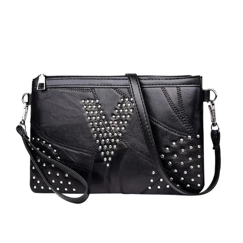 

Vintage Women Rivet Sling Shoulder Bags PU Leather Crossbody Bags for women Bolsos Mujer De Marca Famosa 2019