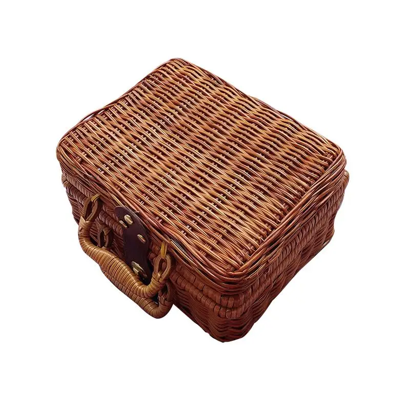 

Rattan Woven Storage Box Retro Handmade Jewelry Boxes Makeup Organizer Wooden For Sundries Puer Tea Case Containers Gift