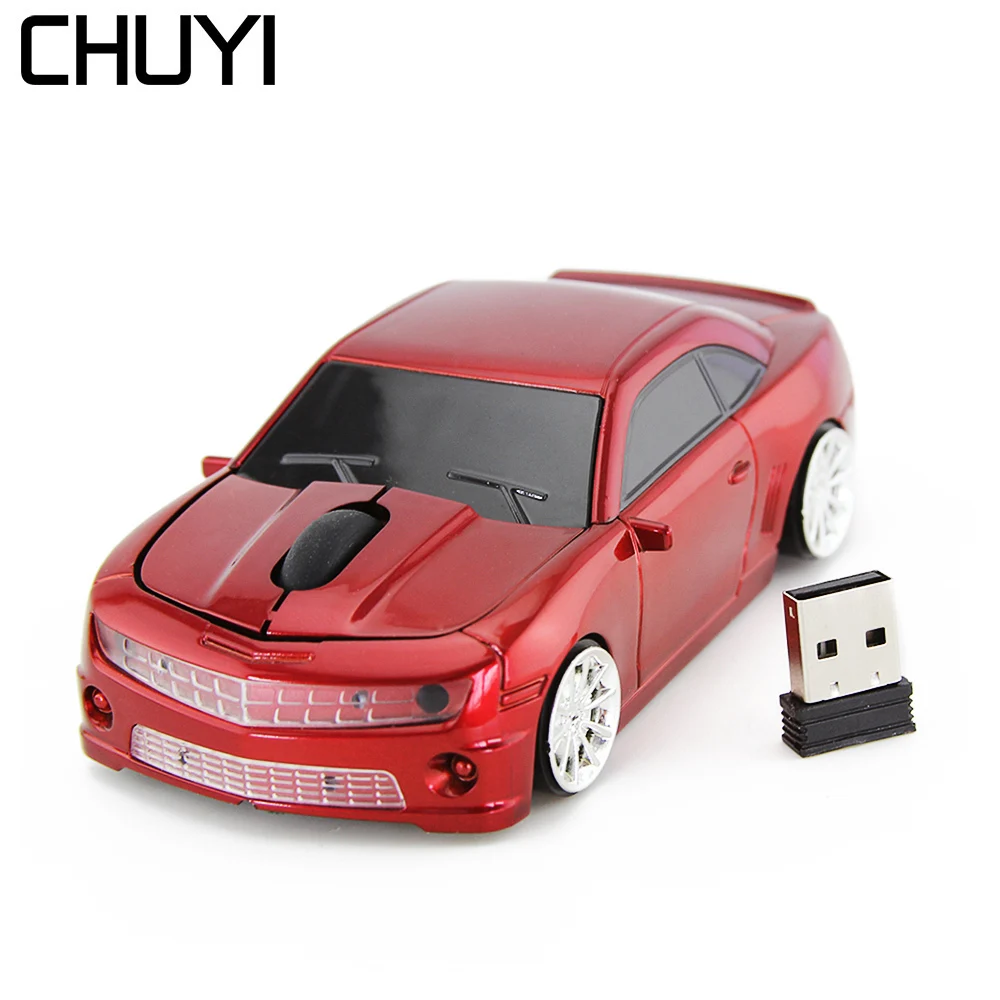USB 2.4GHz Chevrolet Camaro Car Wireless Optical Mouse Gaming PC MAC Mice Blue
