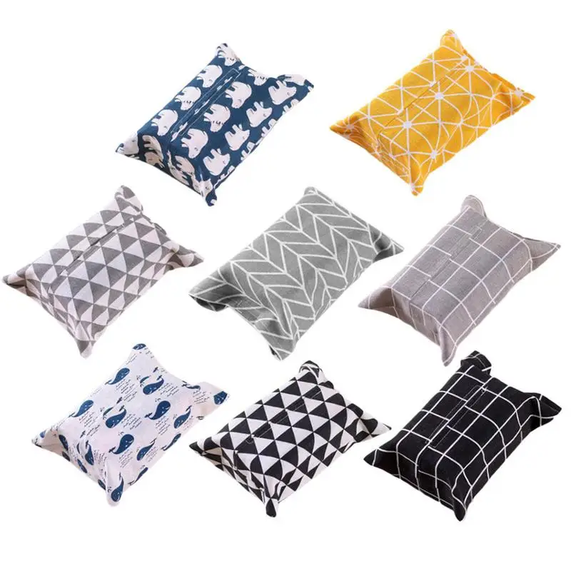 

Cotton And Linen Home Room Paper Cover Fabric Car Paper Extraction Bag Napkin Holder Tissue Box Desktop Papers Towel Pack