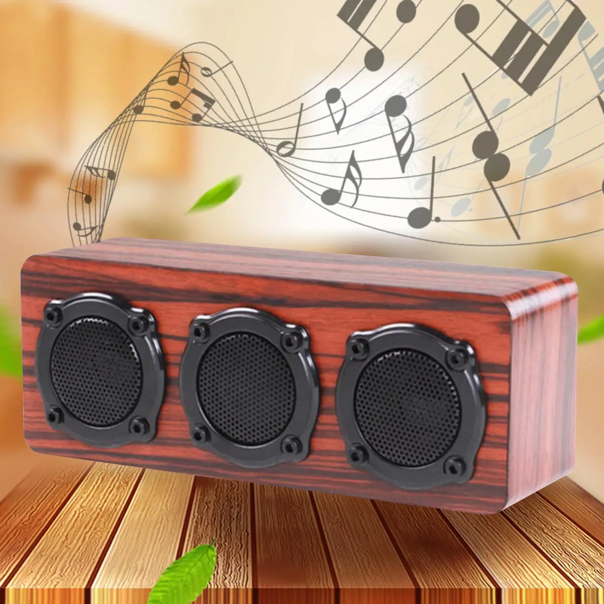 

Wooden bluetooth Speaker Portable Subwoofer Hifi Wireless Bass Studio Stereo 2 Loundspeakers FM Radio for Phone PC Music Player
