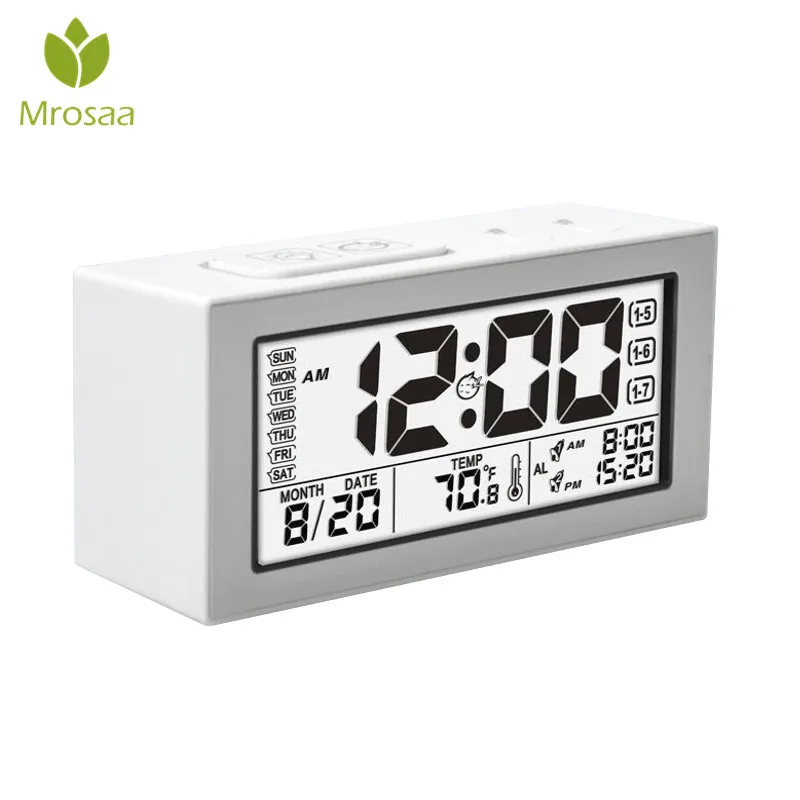 Digital LCD Alarm Clock Night Lights Display Electronic Large Table