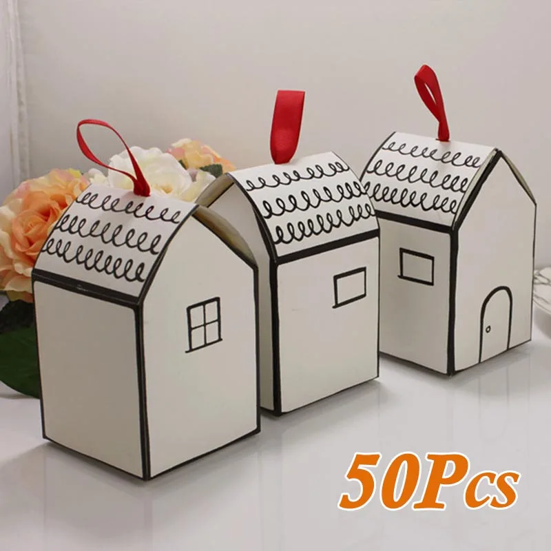 

30Pcs/Set Mini House Shaped Wedding Birthday Party Paper Candy Box 8.5*8.5*14cm