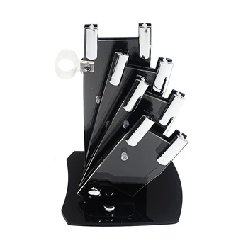 

5 Hole Knife Stand Used For 3 inch 4 inch 5 inch 6 inch Ceramic Knife + One Peeler High Grade Acrylic Knife Holder Black Knife