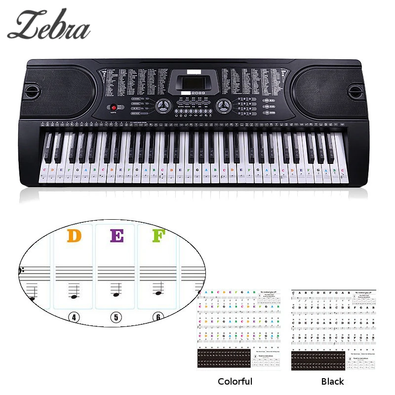 Zebra 49 54 61 88 Tuts Piano Elektronik Suara Keyboard Nama Stiker Kunci Stiker Piano Mencegah Musik Stiker Label Catatan stiker