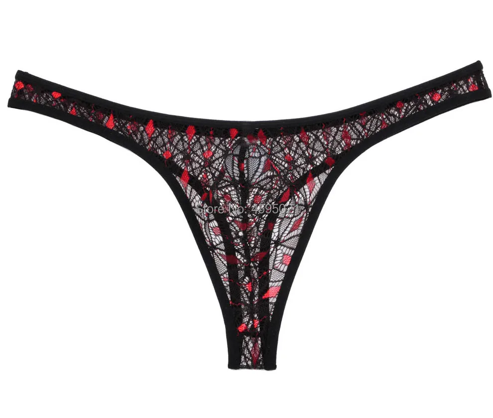 

New Collection Thong Male Bikini G-string Jacquard Fashion Underwear Hollow Sexy Male Tanga Lace Underpants