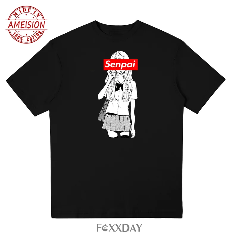 Новое поступление Япония Harajuku SENPAI Футболка мужская школьный стиль Печать Harajuku стиль футболка хип-хоп Мужская одежда Camiseta