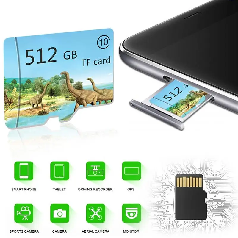 8 GB-512 GB рисунок динозавра нейтральная карта памяти телефон TF Micro SD полная емкость