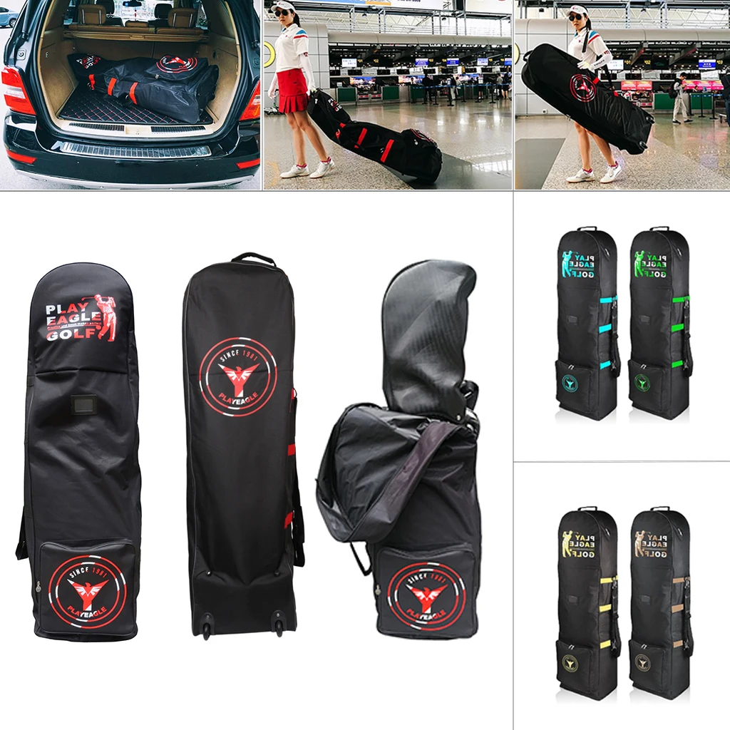 

Lightweight Foldable Golf Aviation Bag Travel Travel Trolley Cover Anti-theft Zipper Carry Case Air Bag with 2 Wheels and Lock