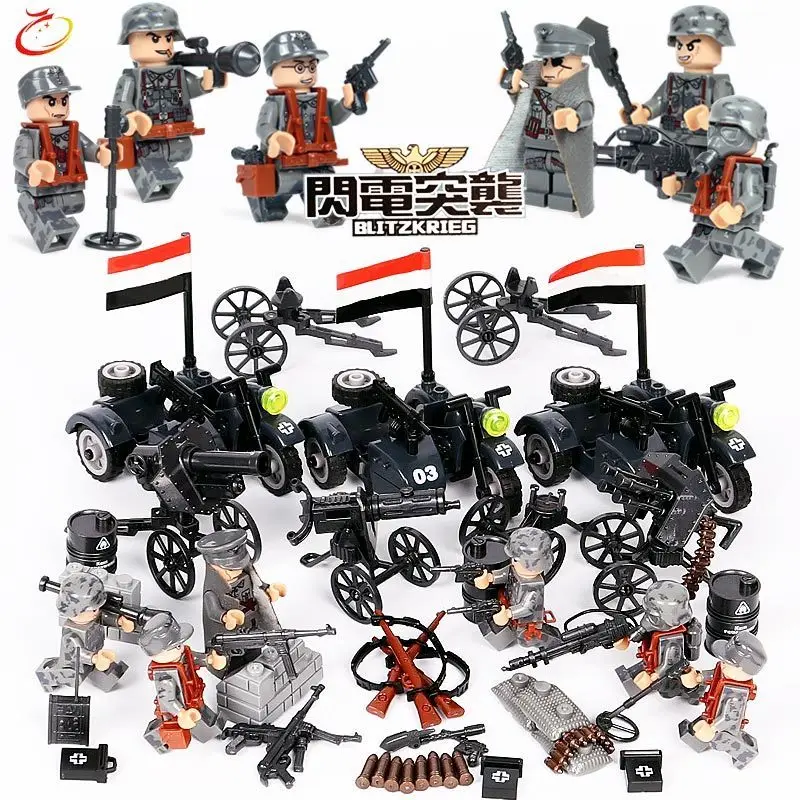 

WW2 Military Figures German Army Building Blocks Brick Set Weapons Model Compatible Legoed SWAT Police Toys For Children