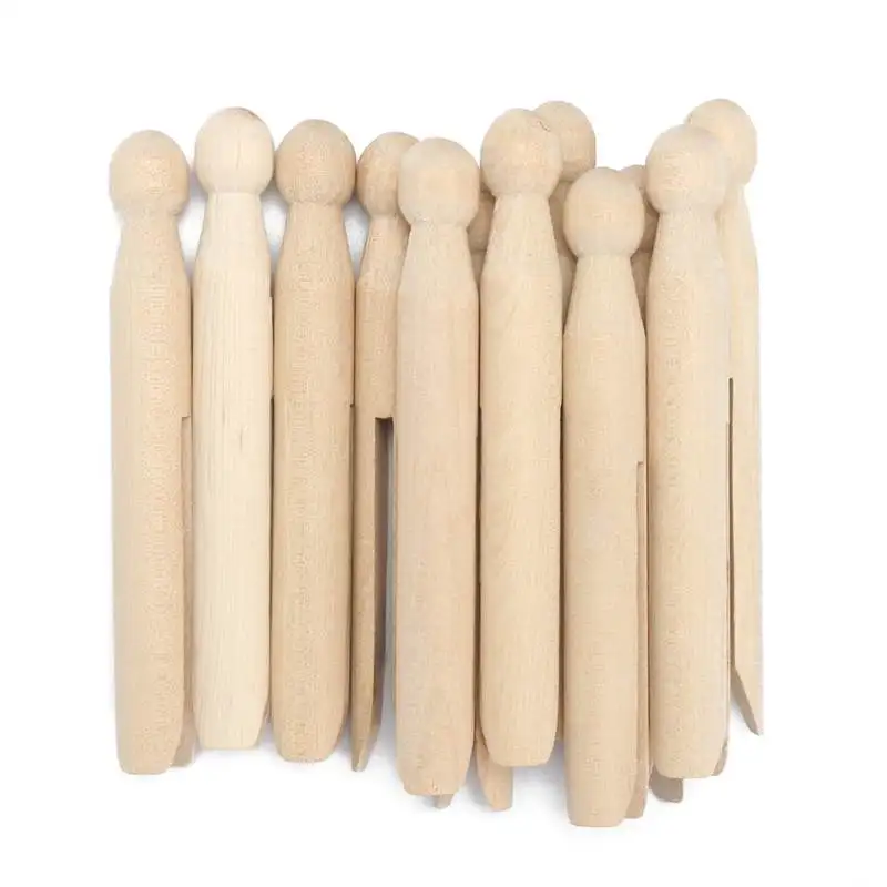 

12pcs 11cm Natural wood dolly peg Traditional Dolly Style Wooden Clothes Pegs Dolly Clothespins Round Wooden Clothes Pins Crafts