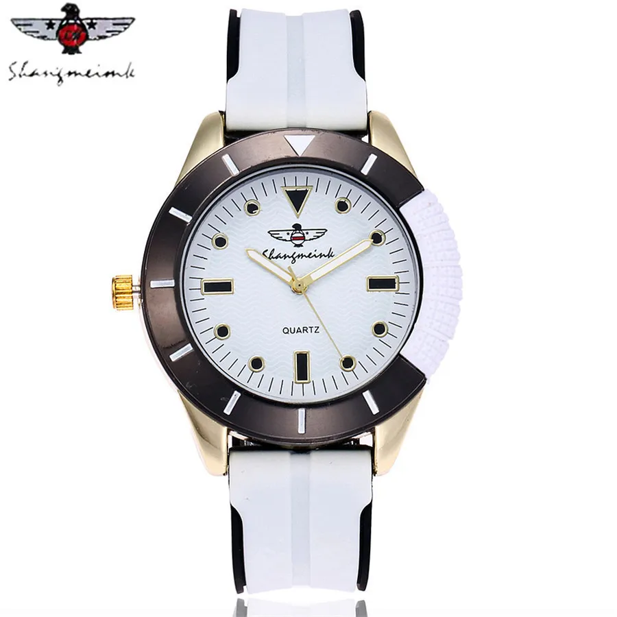 

Fashion Men Silicone Strap Watches Casual Male Wristwatches Quartz Watch SHANGMEIMK Brand Relogio Masculino
