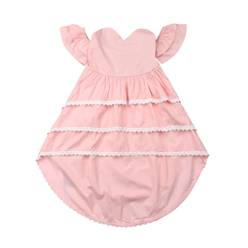 Lace Dress Off Shoulder Ruffle Bridesmaid Pageant Dresses Sweet Baby Girl Shoulderless Many Layers Irregular | Детская одежда и
