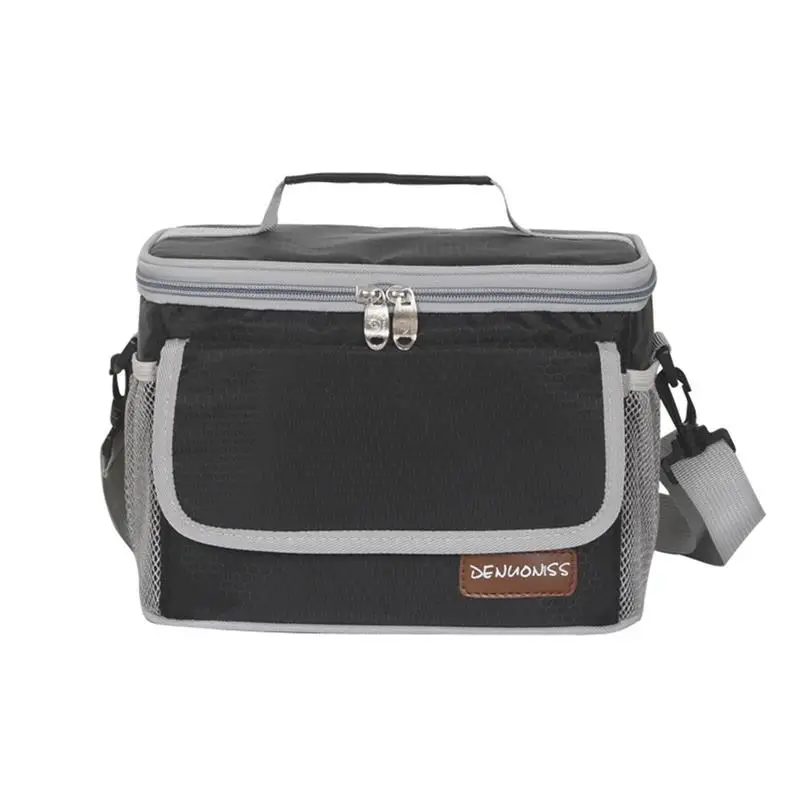 

New Double Zipper Lunch Bag Insulation Lunch Bag Solid Thermal Lunchbox Food Picnic Bag For Men Women Portable Cooler Tote