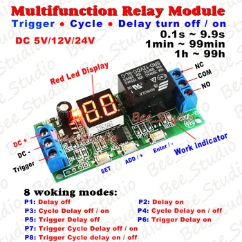 

dc 5v/12v/24v LED Infinite Cycle Home Automation Delay Time Timer Control Relay ON OFF Switch Module Digital display PLC
