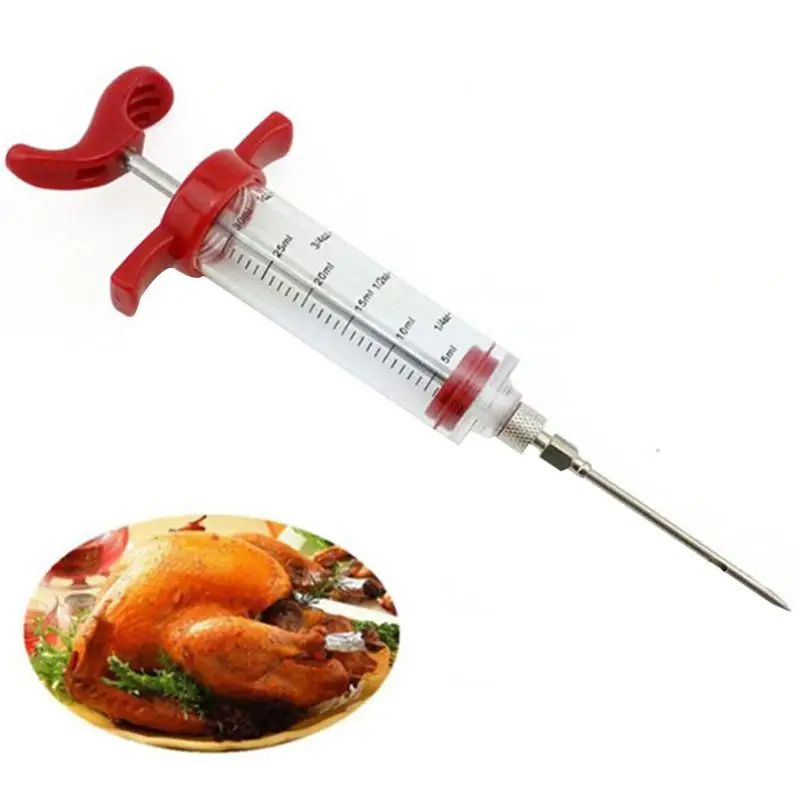 

New BBQ Meat Syringe Marinade Injector Poultry Turkey Chicken Flavor Syringe Cooking Sauce Injection Tools Kitchen Accessories