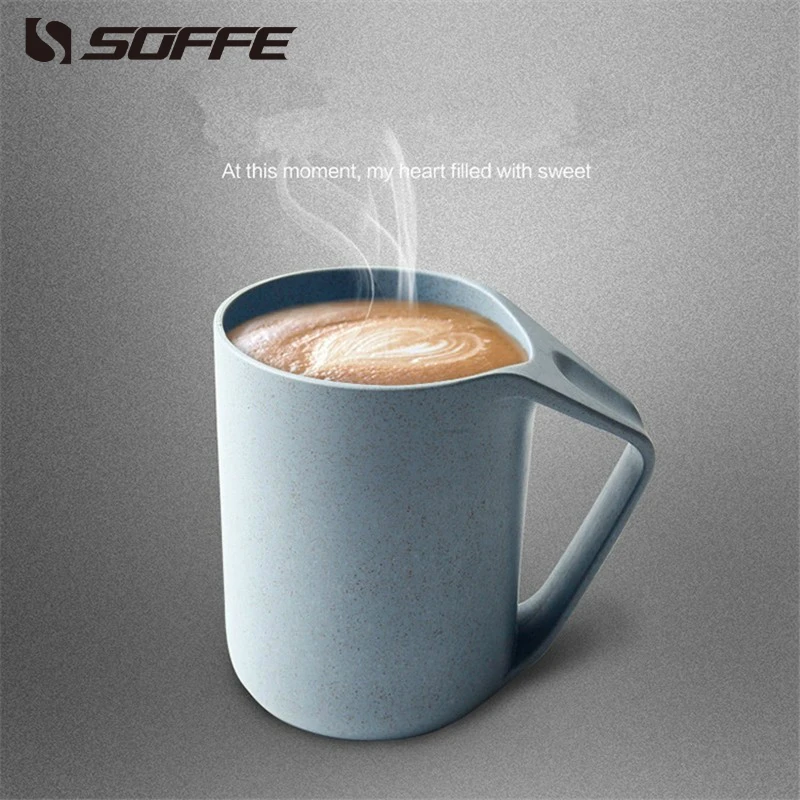

Soffe Brief Wheat Straw Travel Mug Coffee Cup Creative Build With Handle Plastic Tumbler Milk Beer Wine Coffee Mug And Tea Cups