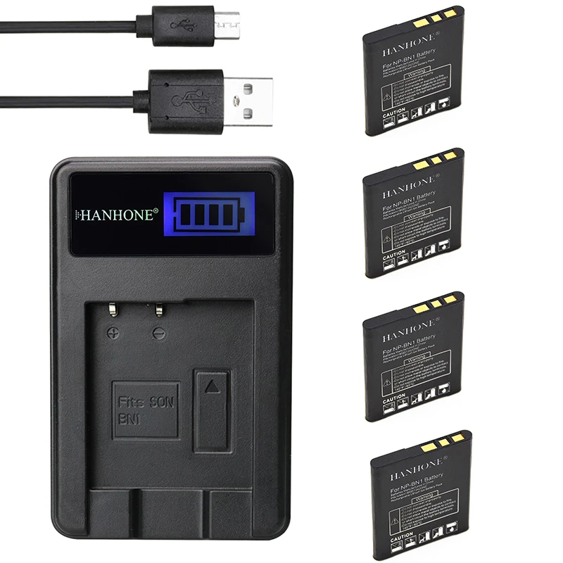 4 шт. 1600 мАч NP-BN1 NP BN1 батарея + ЖК-зарядное устройство USB для Sony DSC-WX100 WX9 WX50 WX7 WX70 WX570 TX10