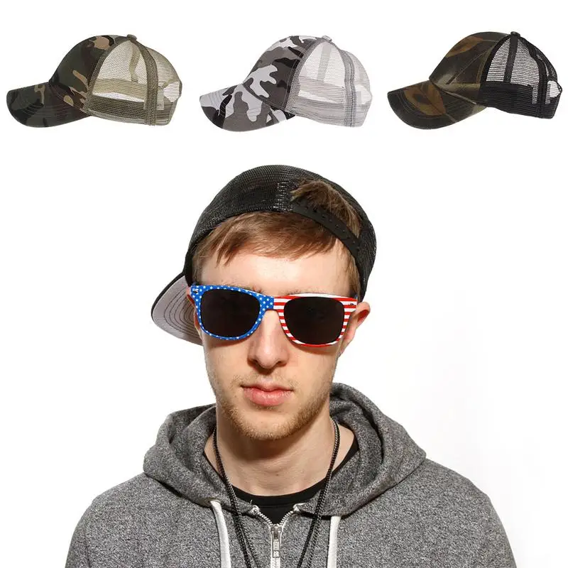 Летняя шляпа камуфляжная сетка Кепка дышащая Бейсбольная Snapback хип хоп для мужчин