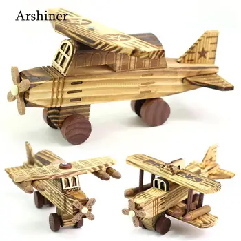 

Years Decoration Old Over 3 Wooden Bomber Music Toys Wooden Aviation Model Simulation Toy