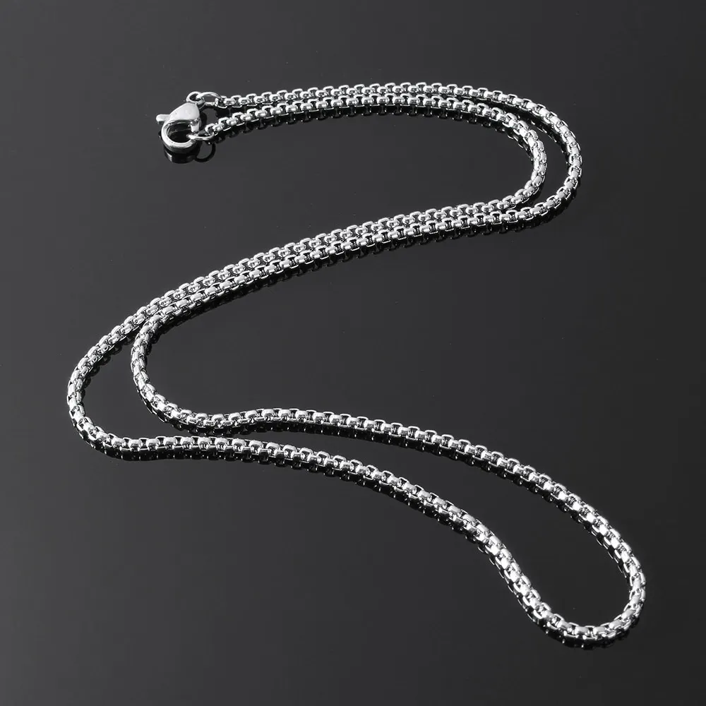 

European Stainless Steel Necklace Chain Korean Style Simple Strand Box Chain 2x2x1mm Original Steel Color Choker Chain Necklaces