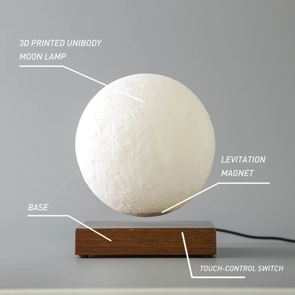 

Magnetic Levitating Wireless Moon Lamp Floating Home Decor 3D Print Moon Light 15cm Wood Grain Moon Light Upgrade Night Light