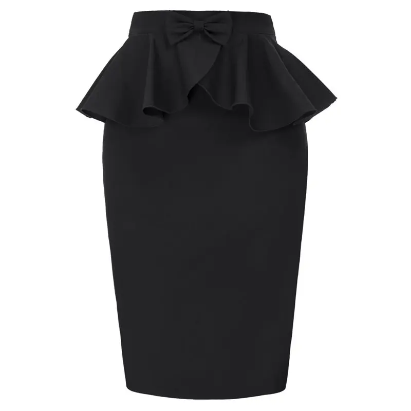 

Pencil Skirt Women Summer New Black Office Elegant Slim Sexy Patchwork Ruffle High Waist Vintage Red Party Casual Bodycon Skirts