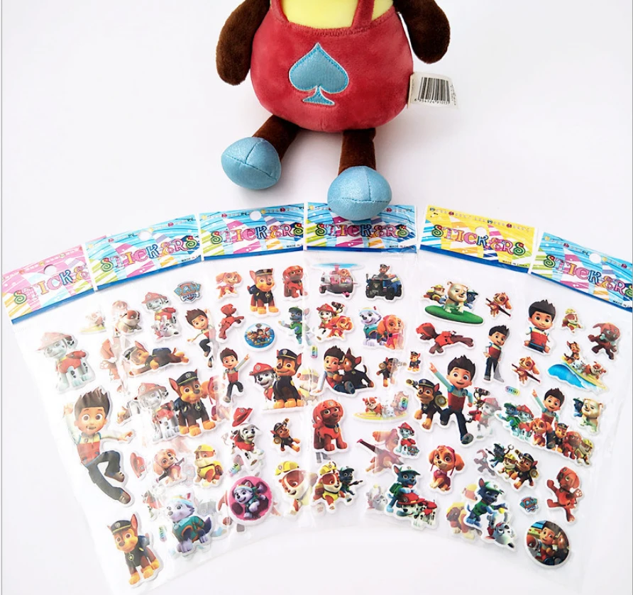 

6 sheets)3D Sticker For Pawed Patrolling Dogs Children Pet Waterpoof DIY Stickers Toys Bubble Stickers Teacher Reward Sticker