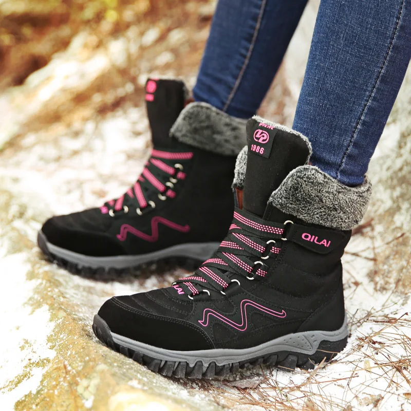 

SWONCO Winter Boots Shoes Women Snow Boots Velvet Fur Warm Casual Shoes 2019 New Ankle Boots Snowboots For Women Red Snow Boots