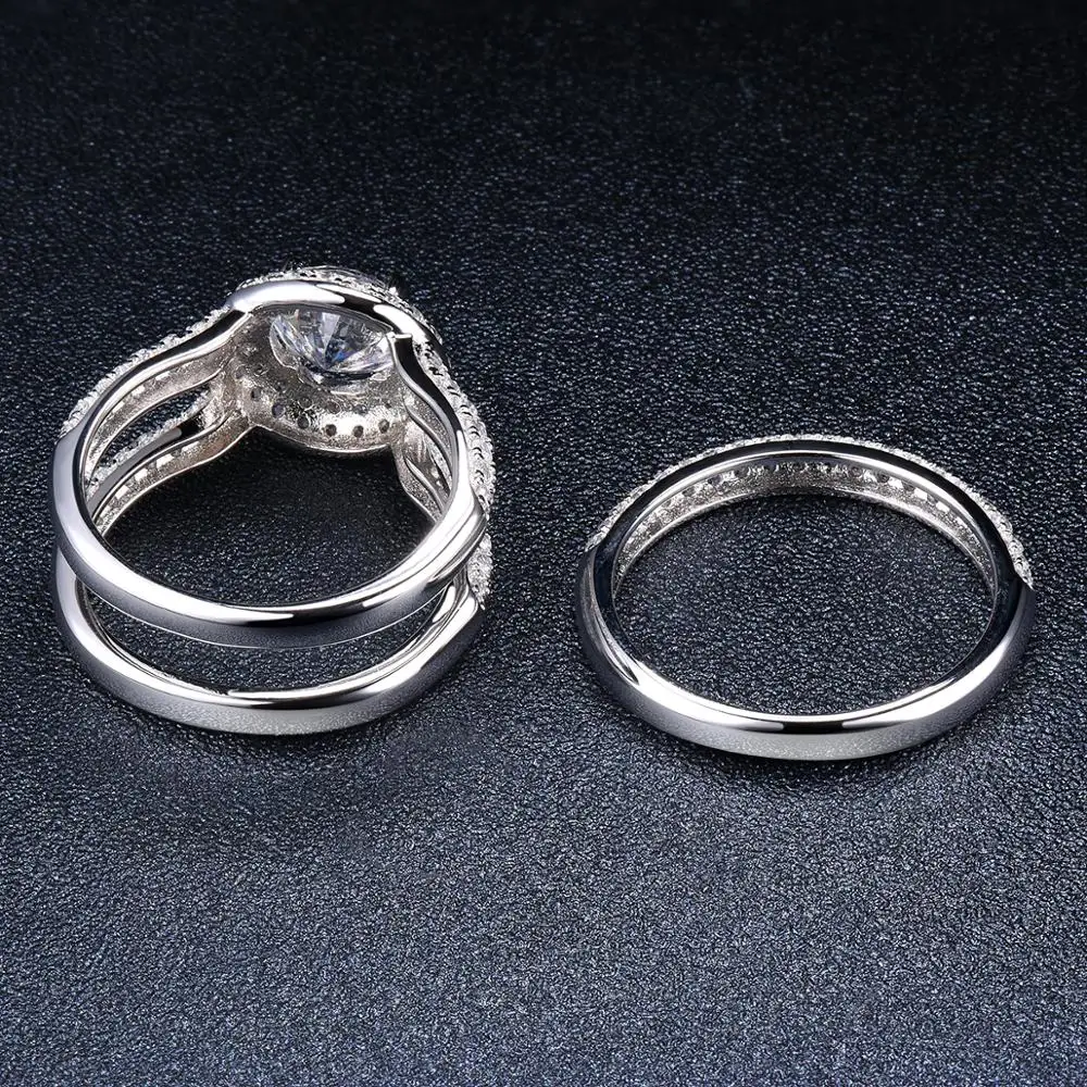 4.6Ct роскошные наборы обручальных колец с бриллиантами 2 в 1 из твердого