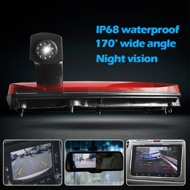 

VODOOL Red 3rd Brake Stop Light Reverse Rear View Wide Angle High Performance Digital Camera for Transit Connect 2014-2017 2019