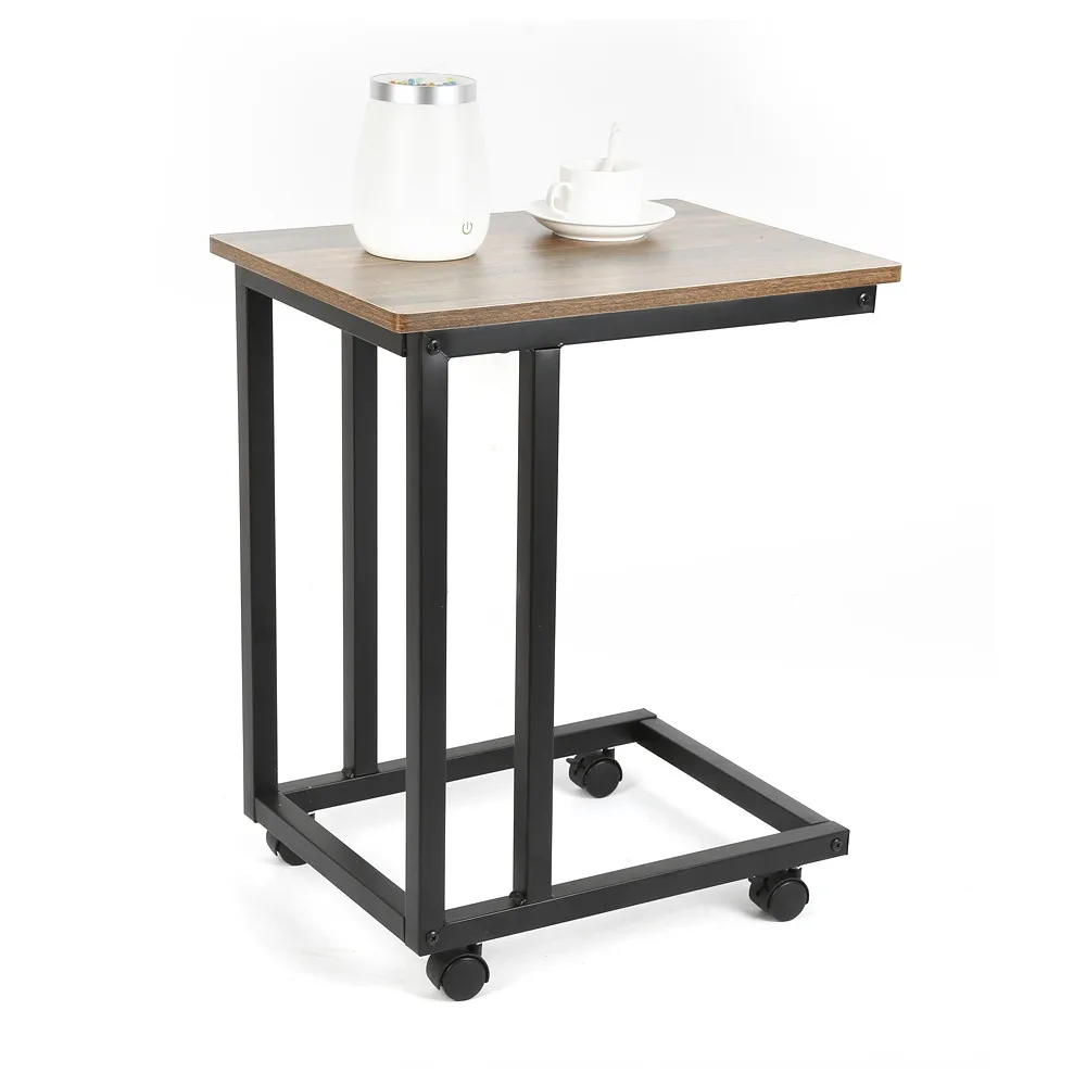 New Creative C-shape Laptop Computer Desk Bedside Sofa Table Removable Coffee Tea Desltop With Wheels for Home Funiture HWC