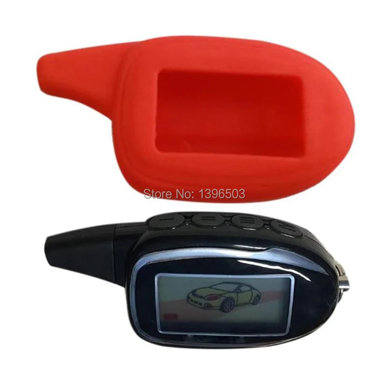 

LCD Remote Control Keychain + Red Silicone Case For Russian 2-Way Car Alarm System Scher khan M7 Scher-Khan Magicar 7 Key Chain