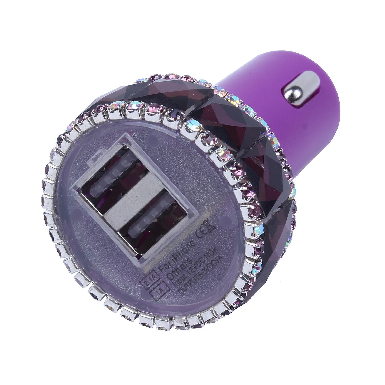 IG стразы Двойные USB Слоты автомобильное зарядное устройство фиолетовый|Зарядные